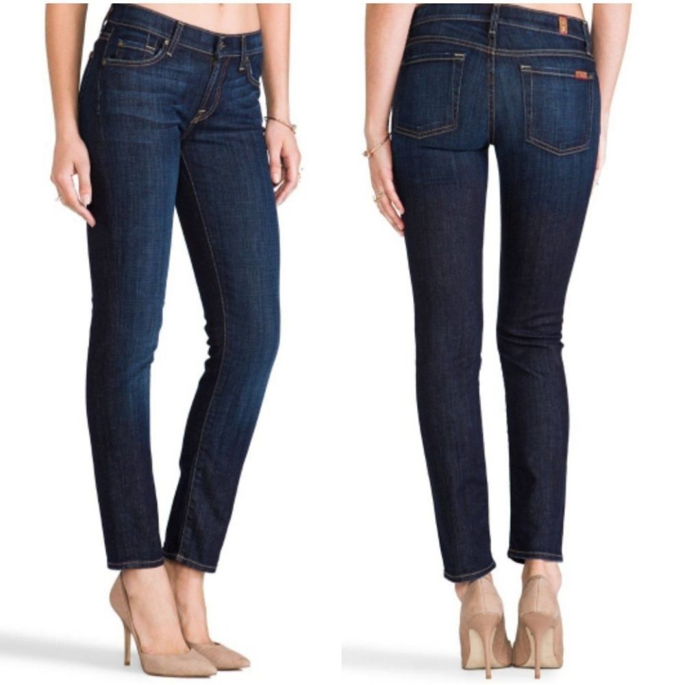 7 FOR ALL MANKIND The Slim Cigarette Jeans in Los Angeles Dark Womens Size 24